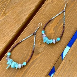 Earrings handcrafted aquamarine & moonstones